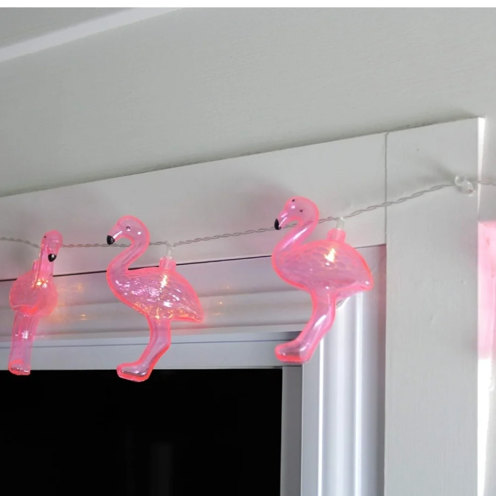 Garden Party Cactus and FlamingoLED String Light Set 10 Lights Clear Wire Indoor